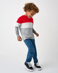Candy Red Colorblock Hooded Tee