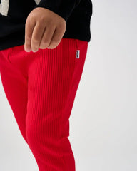 Candy Red Ribbed Legging