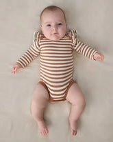 Chestnut Brown Stripe Flutter Bodysuit