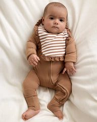 Chestnut Brown Stripe Ruffle Bib
