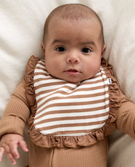 Chestnut Brown Stripe Ruffle Bib