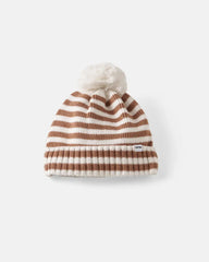 Chestnut Brown Stripe Sweater Beanie Hat