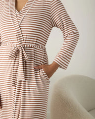 Chestnut Brown Stripe Women's Robe