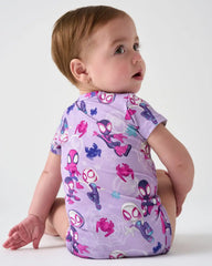 Spidey & His Amazing Friends Purple Tiny Webs Short Sleeve Bodysuit