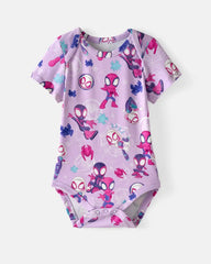 Spidey & His Amazing Friends Purple Tiny Webs Short Sleeve Bodysuit