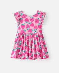 Sweet Strawberries Flutter Twirl Dress with Bodysuit
