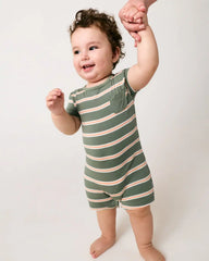 Moss Stripe Pocket Shorty Romper