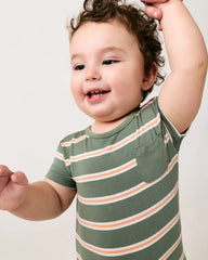 Moss Stripe Pocket Shorty Romper