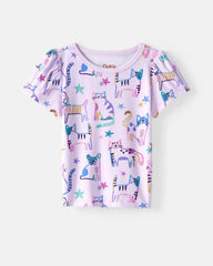 Whiskers & Wags Purple Puff Sleeve Tee