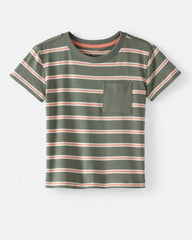 Moss Stripe Relaxed Pocket Tee