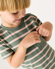 Moss Stripe Relaxed Pocket Tee
