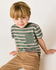 Moss Stripe Relaxed Pocket Tee
