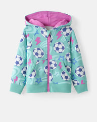 Aqua Soccer Stars Zip Hoodie
