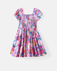 Sweet Sprigs Puff Sleeve Smocked Dress