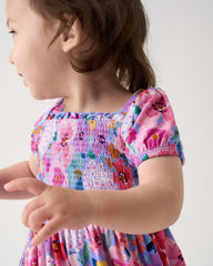 Sweet Sprigs Puff Sleeve Smocked Dress with Bloomer