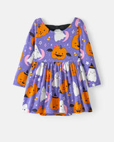 Moonlit Magic Purple Bow Back Skater Dress with Bodysuit