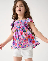 Sweet Sprigs Smocked Flutter Top