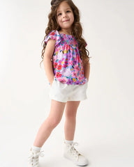 Sweet Sprigs Smocked Flutter Top