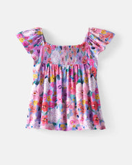 Sweet Sprigs Smocked Flutter Top