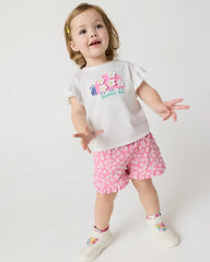 Sweet Pink Petals Ruffle Shorts