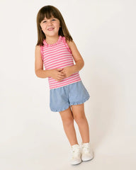 Heather Blue Ruffle Shorts