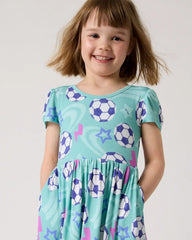 Aqua Soccer Stars Skater Dress