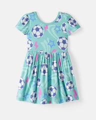 Aqua Soccer Stars Skater Dress