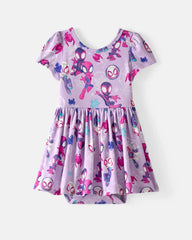 Spidey & His Amazing Friends Purple Tiny Webs Skater Dress with Bodysuit