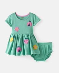 Garden Party Short Sleeve Dress with Bloomer