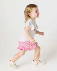 Sweet Pink Petals Ruffle Shorts
