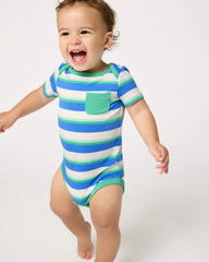 Blue Bolt Stripes Pocket Bodysuit