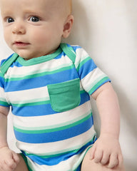 Blue Bolt Stripes Pocket Bodysuit