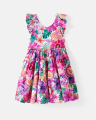 Hibiscus Blooms Tiered Flutter Dress