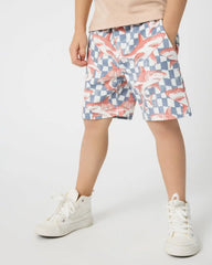 Shark Fin Checks Drawstring Shorts