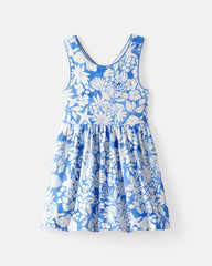 Azure Garden Cross Back Skater Dress