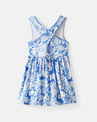 Azure Garden Cross Back Skater Dress
