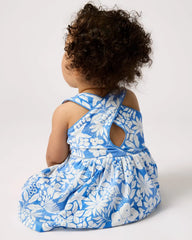 Azure Garden Cross Back Skater Dress with Bloomer