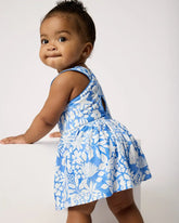 Azure Garden Cross Back Skater Dress with Bloomer