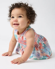 Shoreline Blooms Cross Back Skater Dress with Bloomer