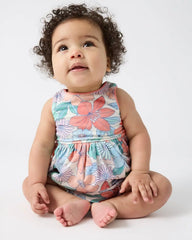 Shoreline Blooms Cross Back Skater Dress with Bloomer