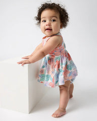 Shoreline Blooms Cross Back Skater Dress with Bloomer
