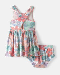 Shoreline Blooms Cross Back Skater Dress with Bloomer