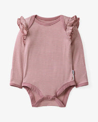 Rosewood Stripe Flutter Bodysuit