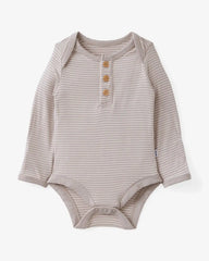 Dove Gray Stripe Henley Bodysuit