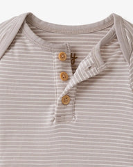 Dove Gray Stripe Henley Bodysuit