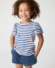 Smiley Stripes Double Flutter Tee