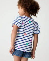 Smiley Stripes Double Flutter Tee