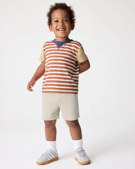 Golden Amber Heather Stripe Relaxed Tee