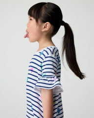 Smiley Stripes Ruffled Shift Dress