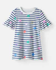 Smiley Stripes Ruffled Shift Dress